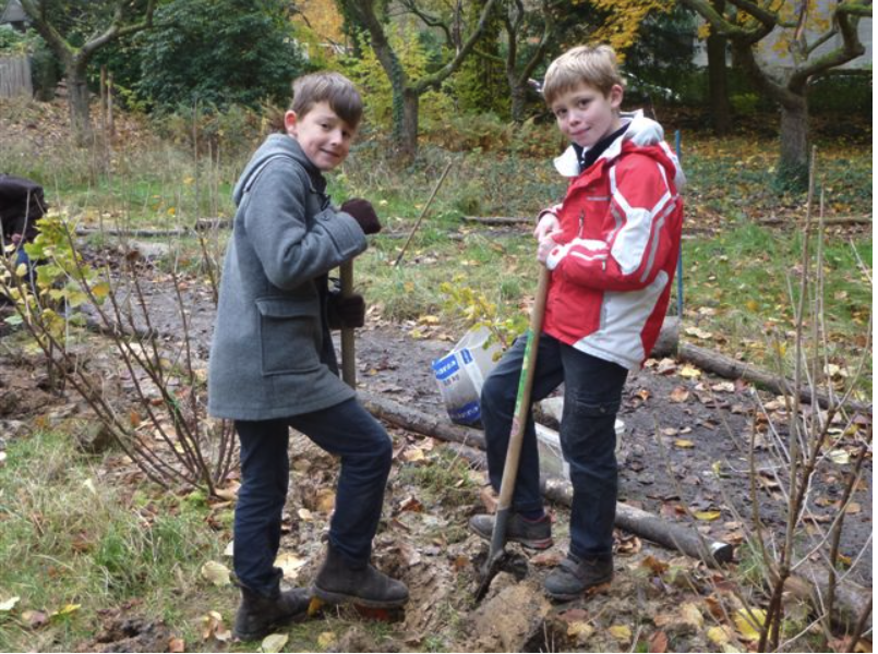 College Saint Pierre Uccle - Servites de Maries - Installation des nichoirs dans le parc